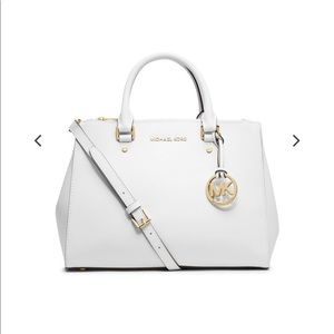 Michael Kors Sutton Saffiano Leather Satchel White